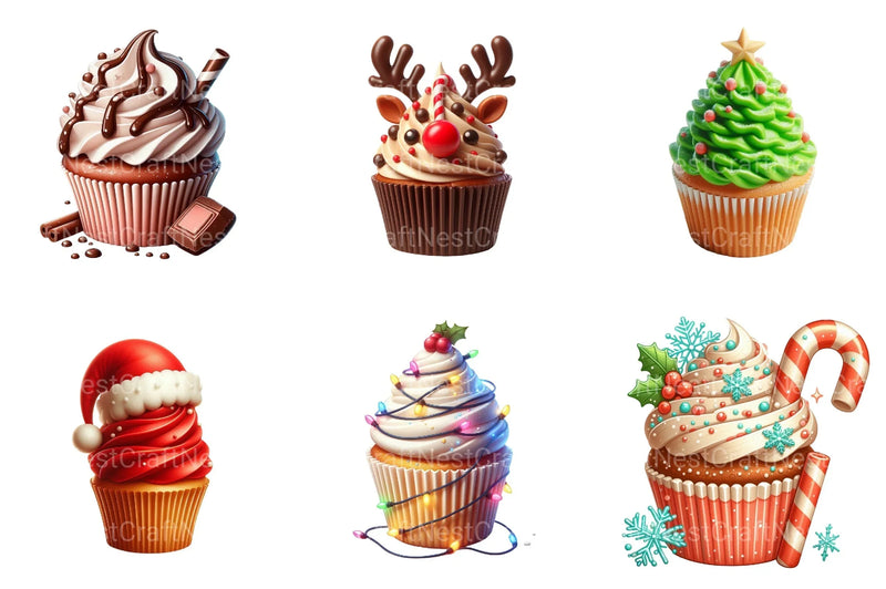 Christmas Cupcake Clipart Bundle 3 - CraftNest - Digital Crafting and Art