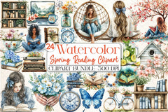 Spring Reading Clipart Bundle - CraftNest - Digital Crafting and Art