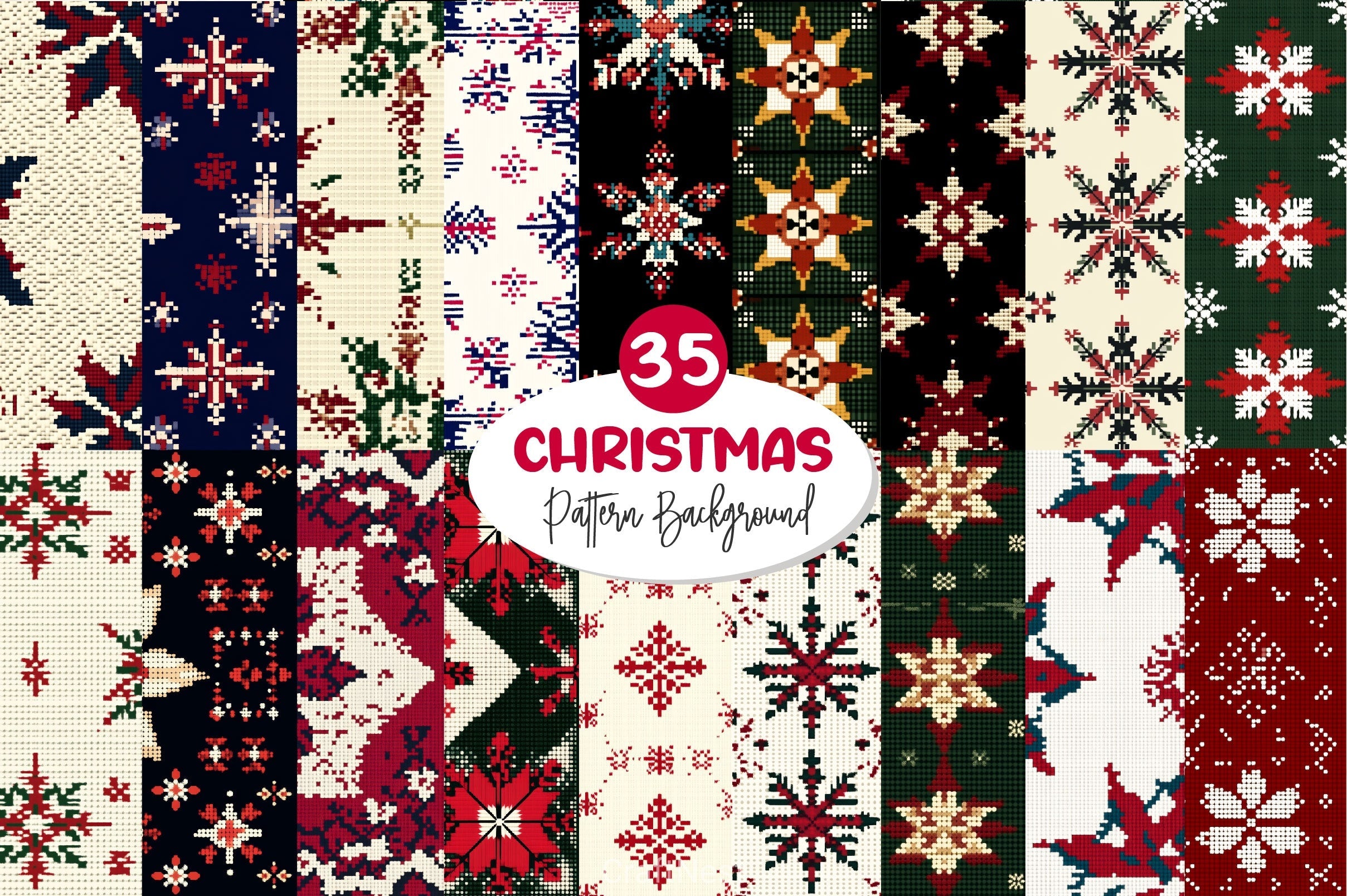 Christmas Pattern Background Clipart Bundle