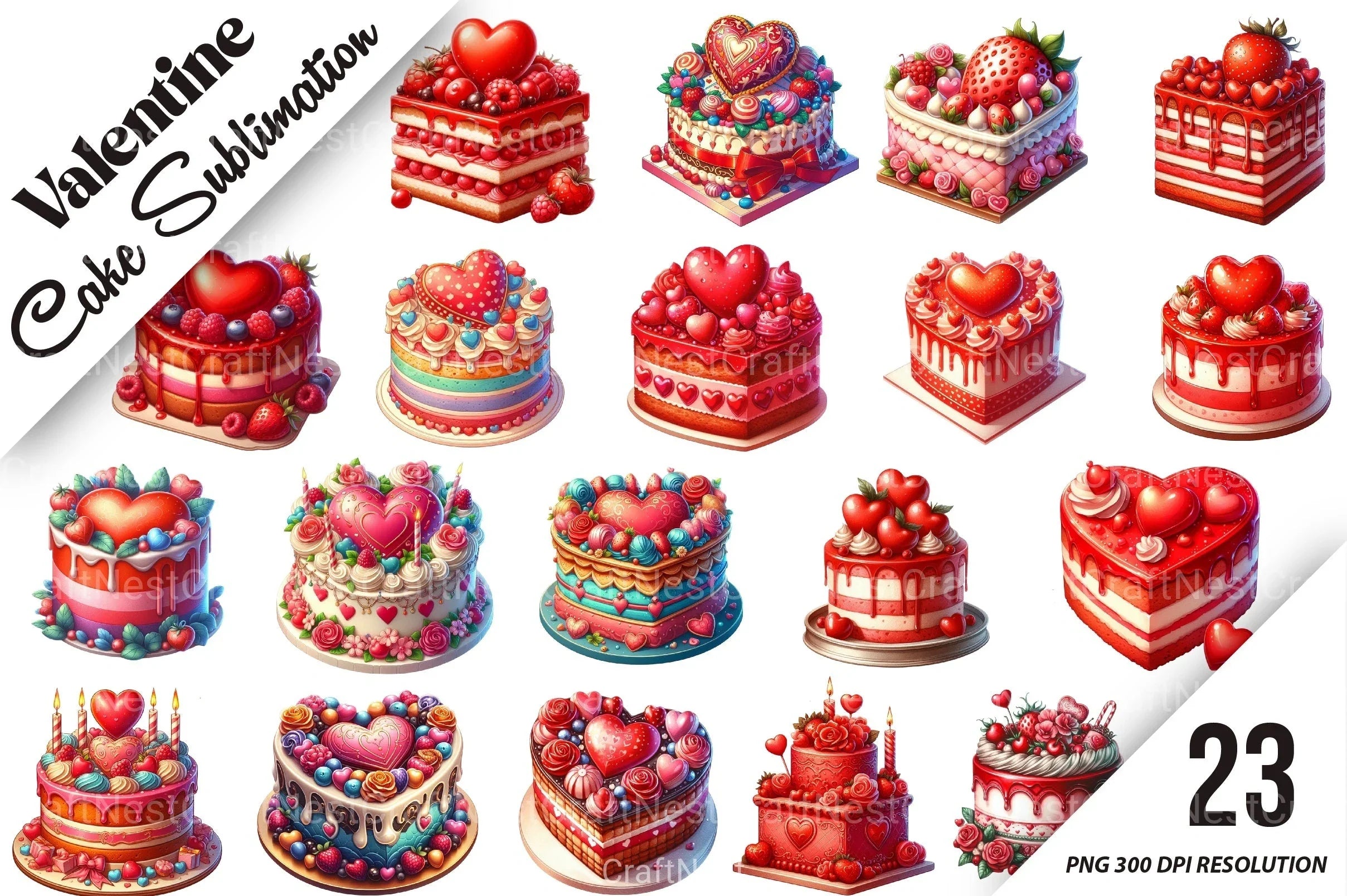 Valentine Cake Clipart Bundle 121 - CraftNest - Digital Crafting and Art