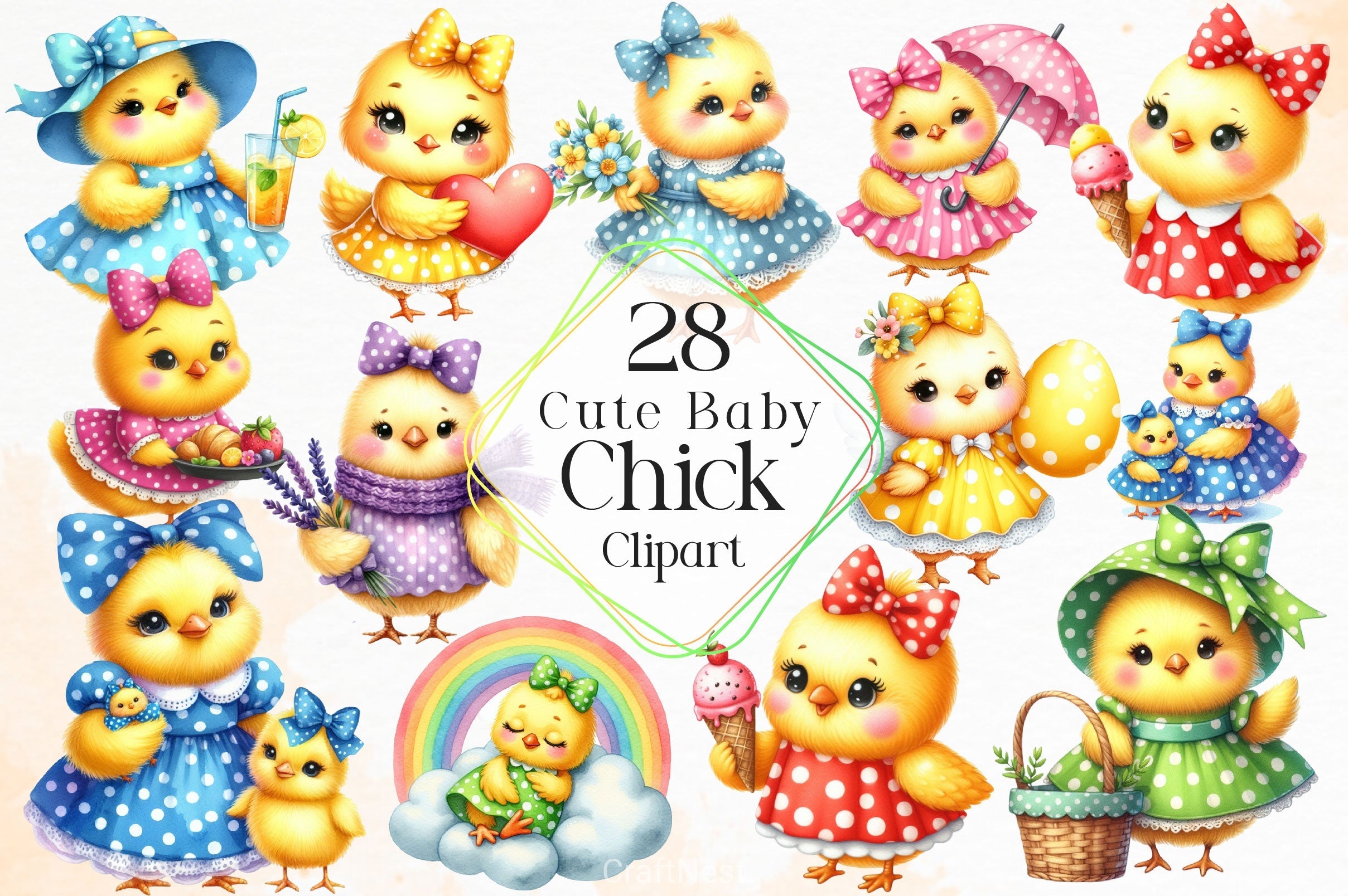 Cute Baby Chick Clipart Bundle