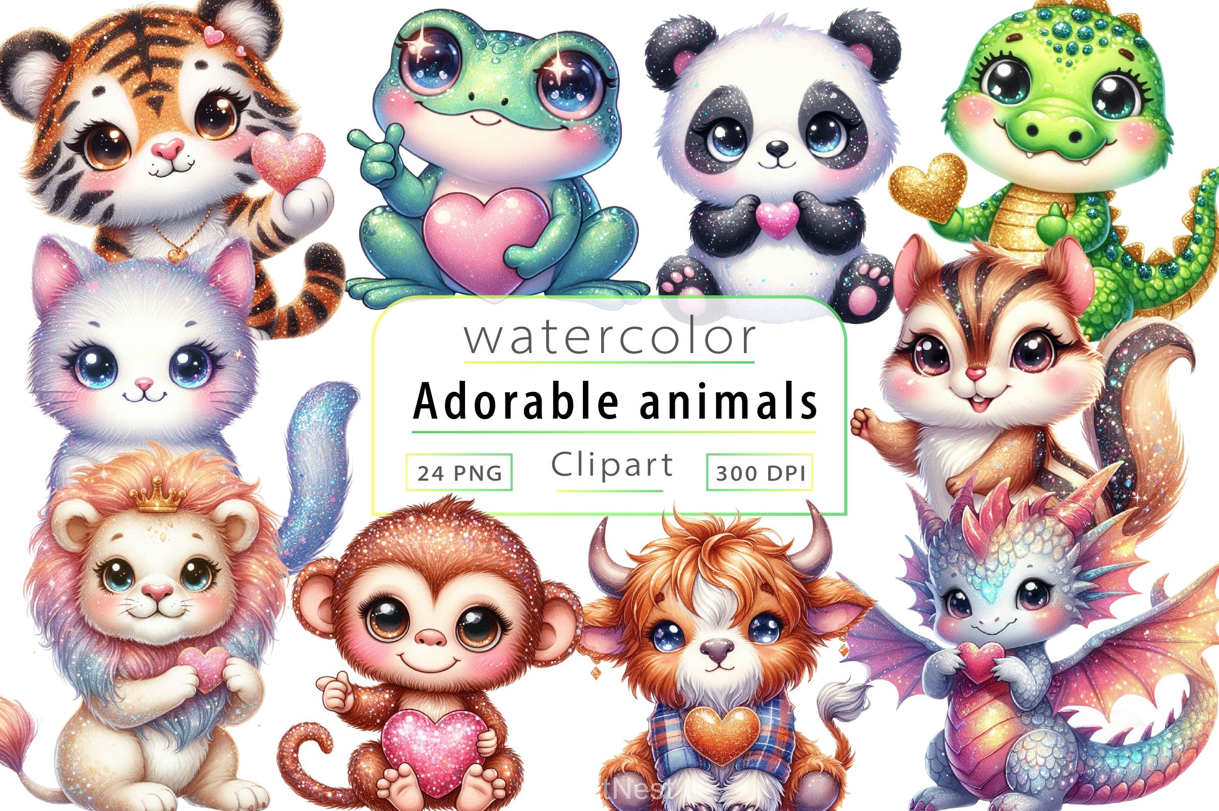 Adorable Cute Animals Clipart Bundle