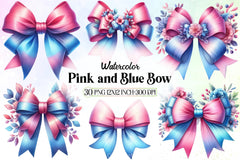 Pink & Blue Bow Clipart Bundle - CraftNest - Digital Crafting and Art