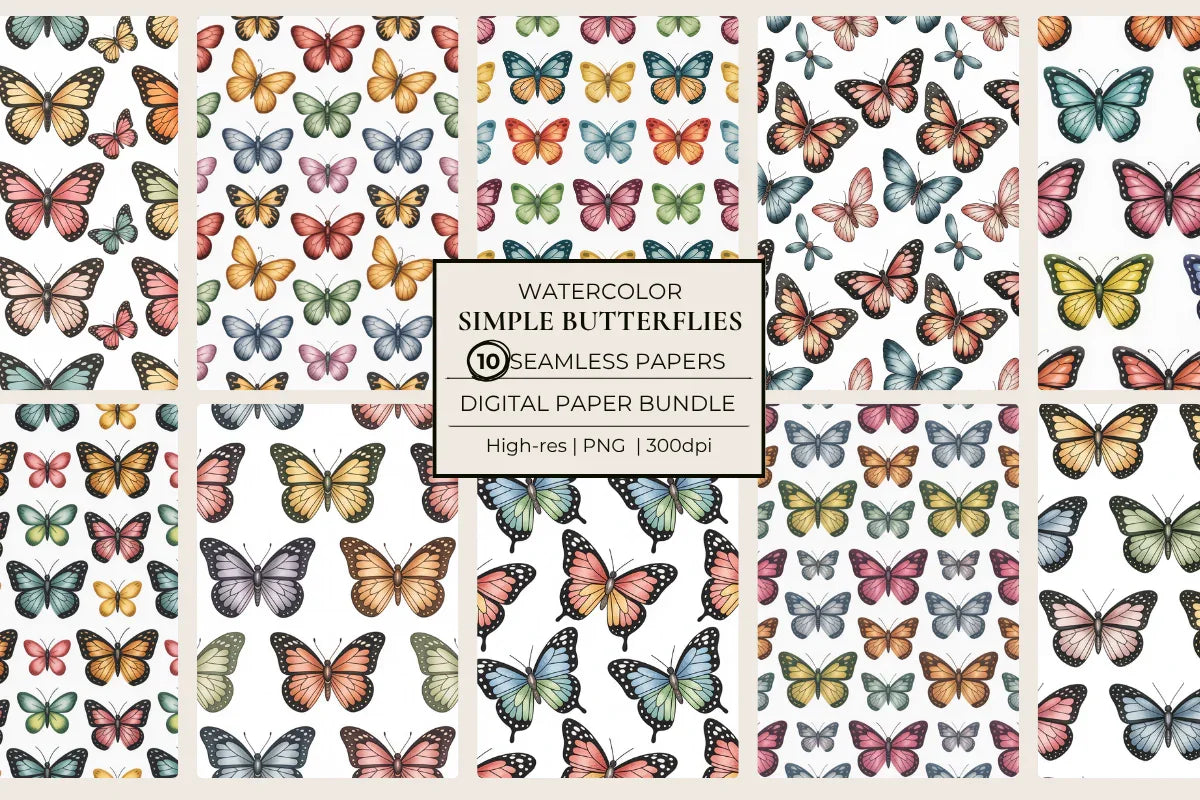 Simple Butterflies Seamless Papers - CraftNest - Digital Crafting and Art
