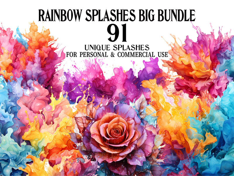 Rainbow Splashes Clipart - CraftNest
