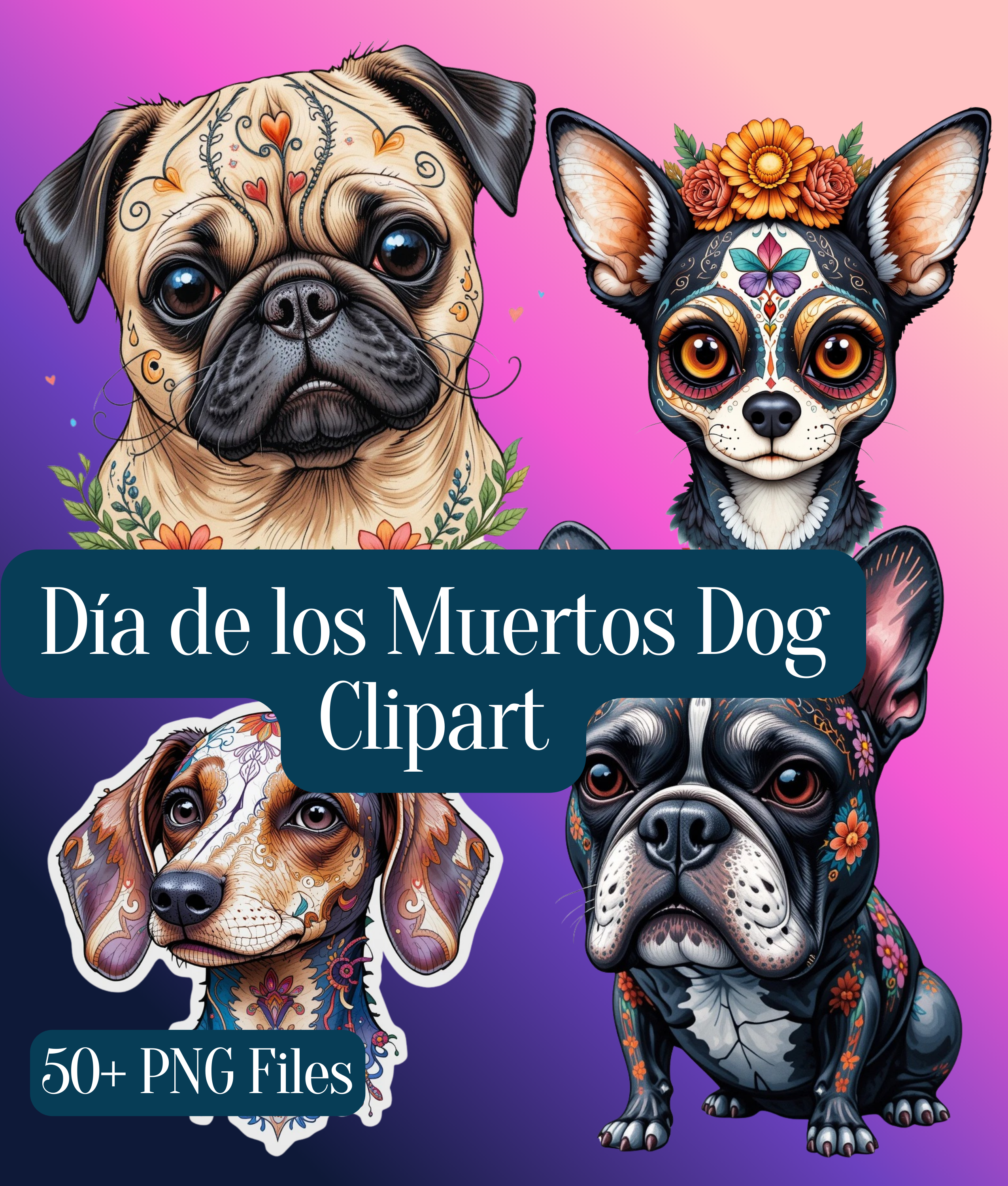 Dia de los Muertos Dogs Clipart Bundle
