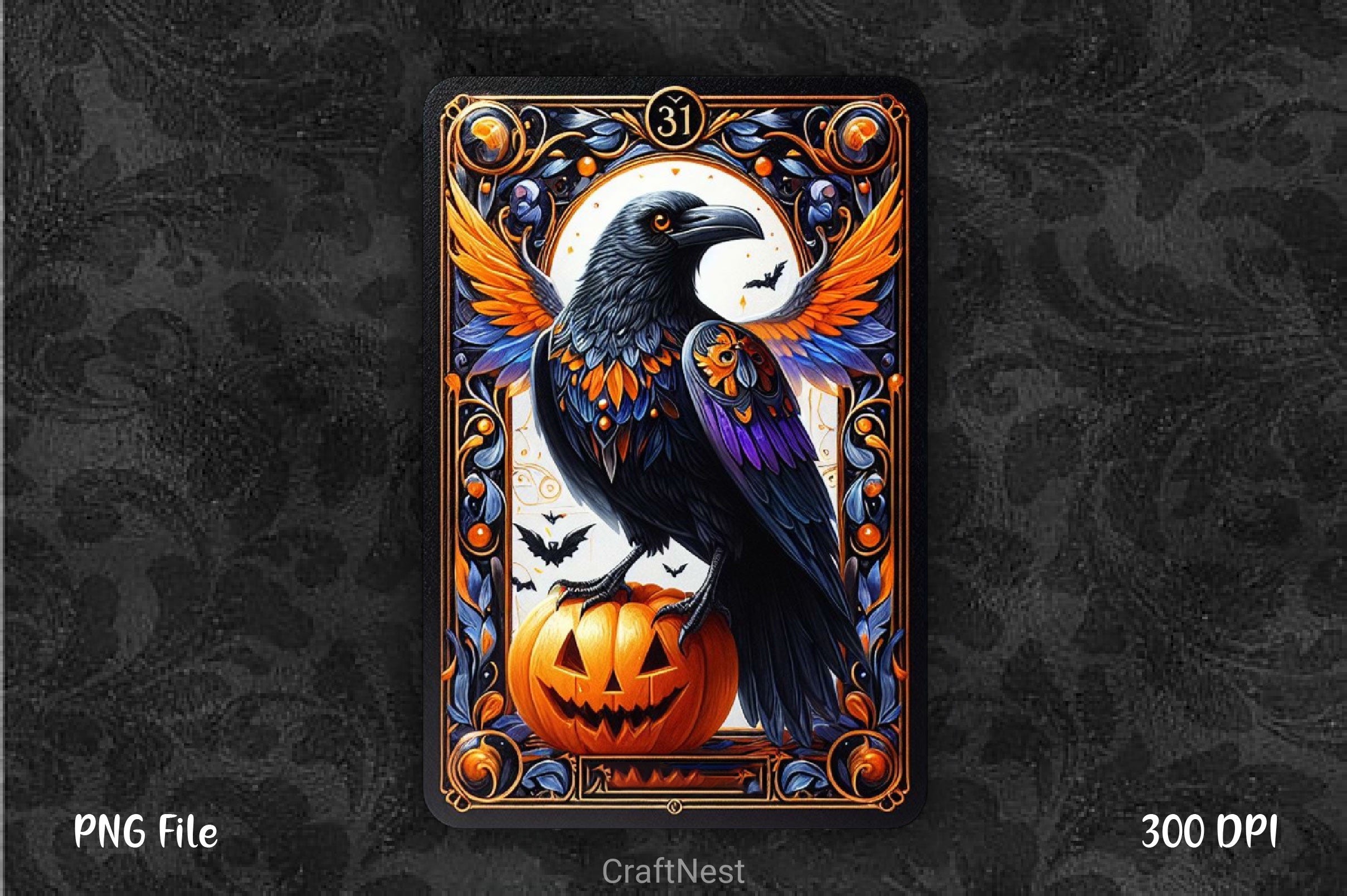 Raven Bird Tarot Card Clipart Bundle 12