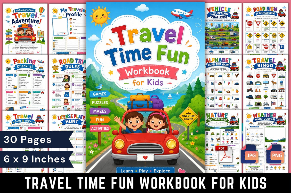 Travel Time Fun for Kids Workbook