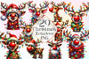 Funny Christmas Reindeer Clipart Bundle 4