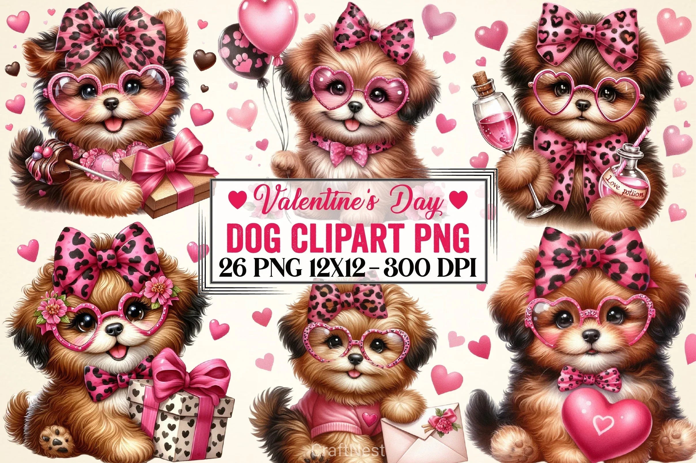 Valentine Dog Clipart Bundle - CraftNest - Digital Crafting and Art