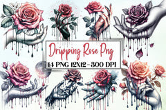 Dripping Rose Clipart Bundle - CraftNest - Digital Crafting and Art