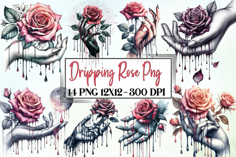Dripping Rose Clipart Bundle - CraftNest - Digital Crafting and Art