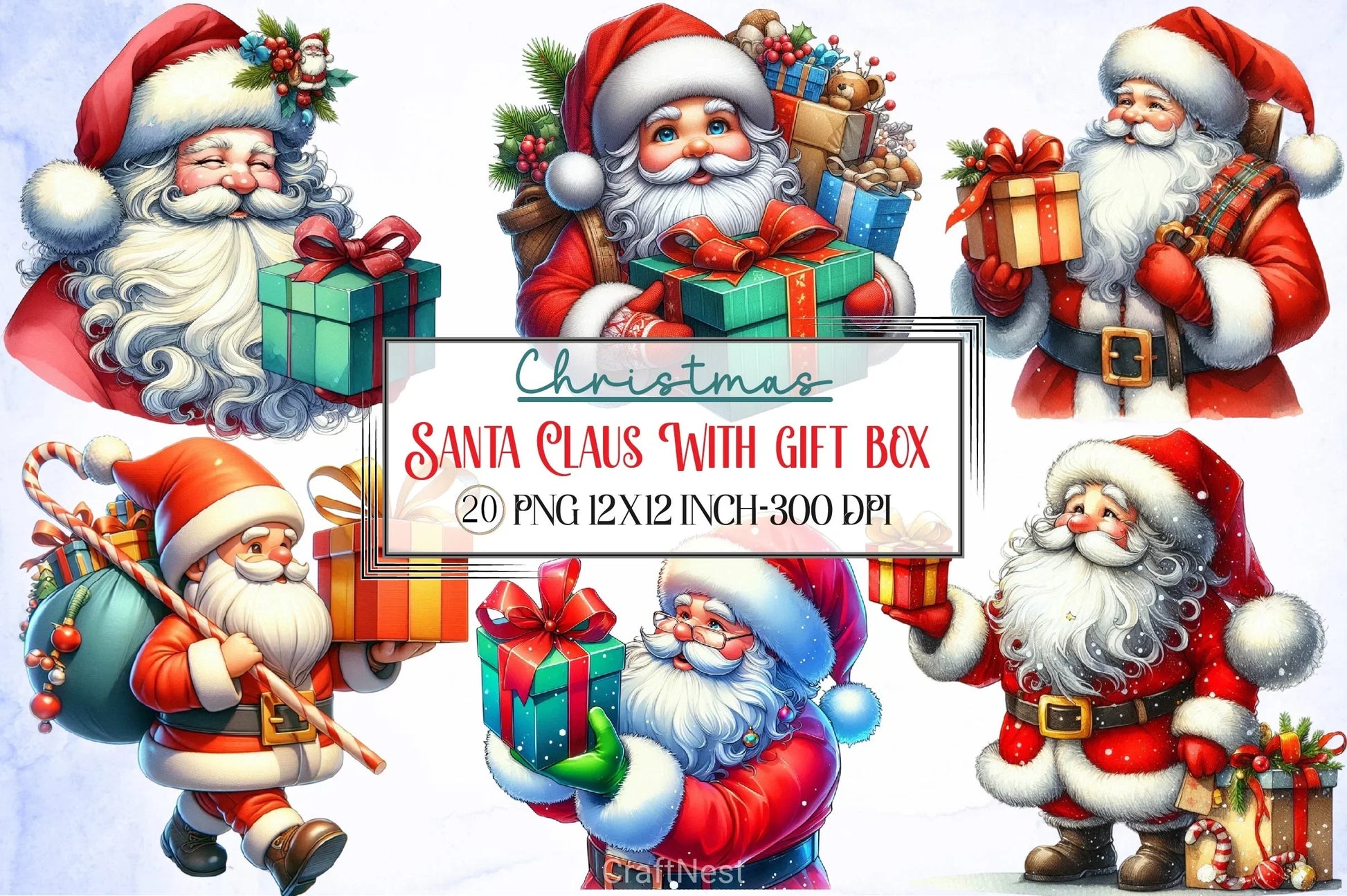 Santa Claus Gift Box Clipart Bundle - CraftNest - Digital Crafting and Art