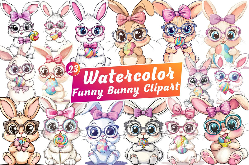 Funny Bunny Clipart Bundle - CraftNest - Digital Crafting and Art