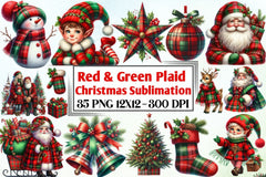 Red & Green Plaid Christmas Clipart Bundle - CraftNest - Digital Crafting and Art