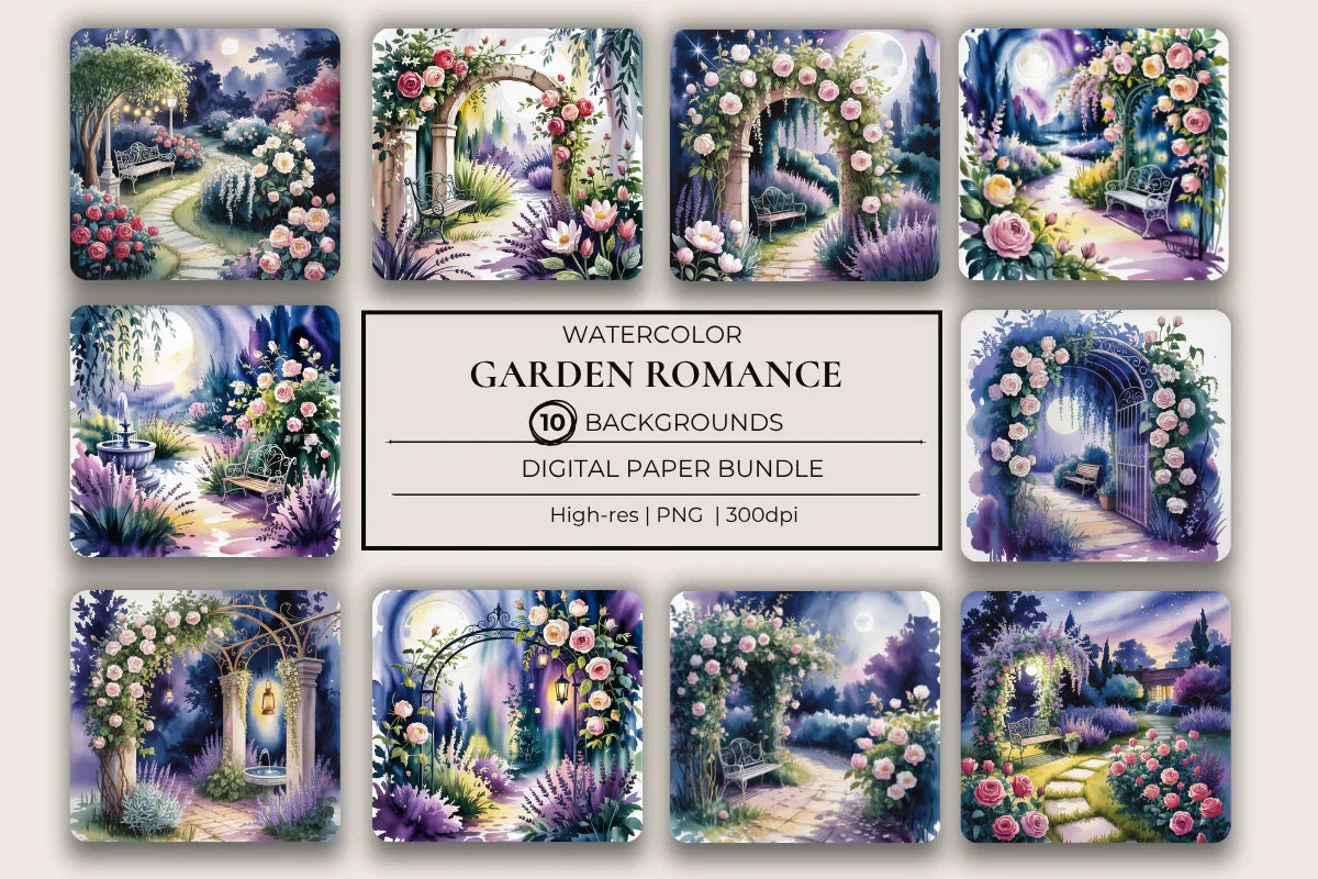 Garden Romance Background Papers - CraftNest - Digital Crafting and Art
