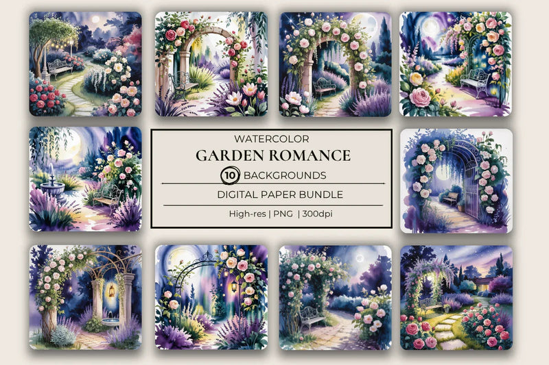 Garden Romance Background Papers - CraftNest - Digital Crafting and Art