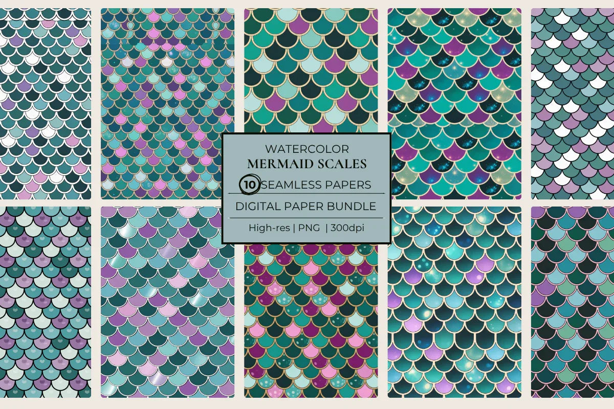 Mermaid Sequin Scales Seamless Papers - CraftNest - Digital Crafting and Art