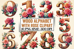 Wood Alphabet Rose Clipart Bundle 2 - CraftNest - Digital Crafting and Art
