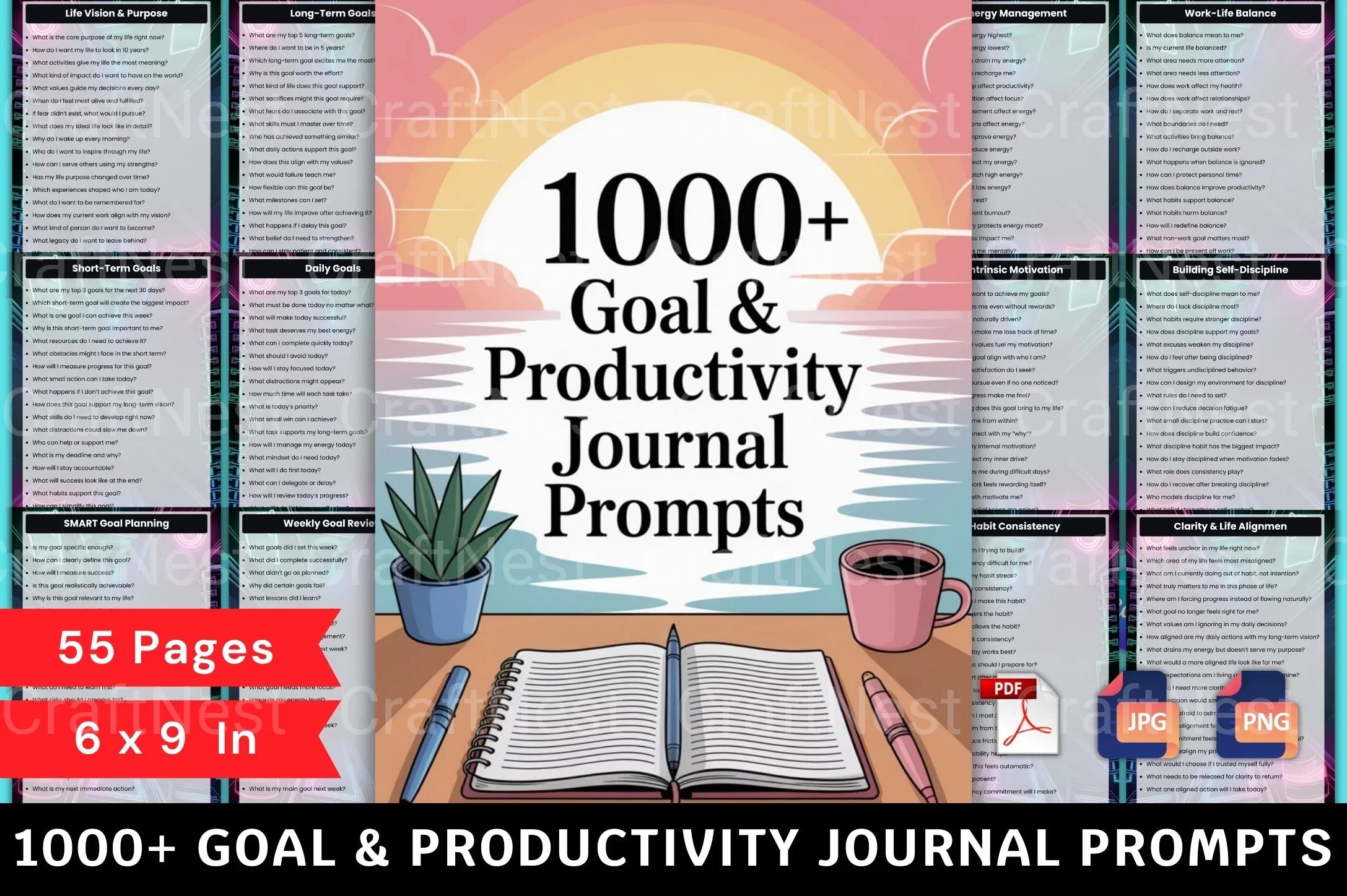 Goal Productivity Prompts for Enhanced Focus - CraftNest - Digital Crafting and Art