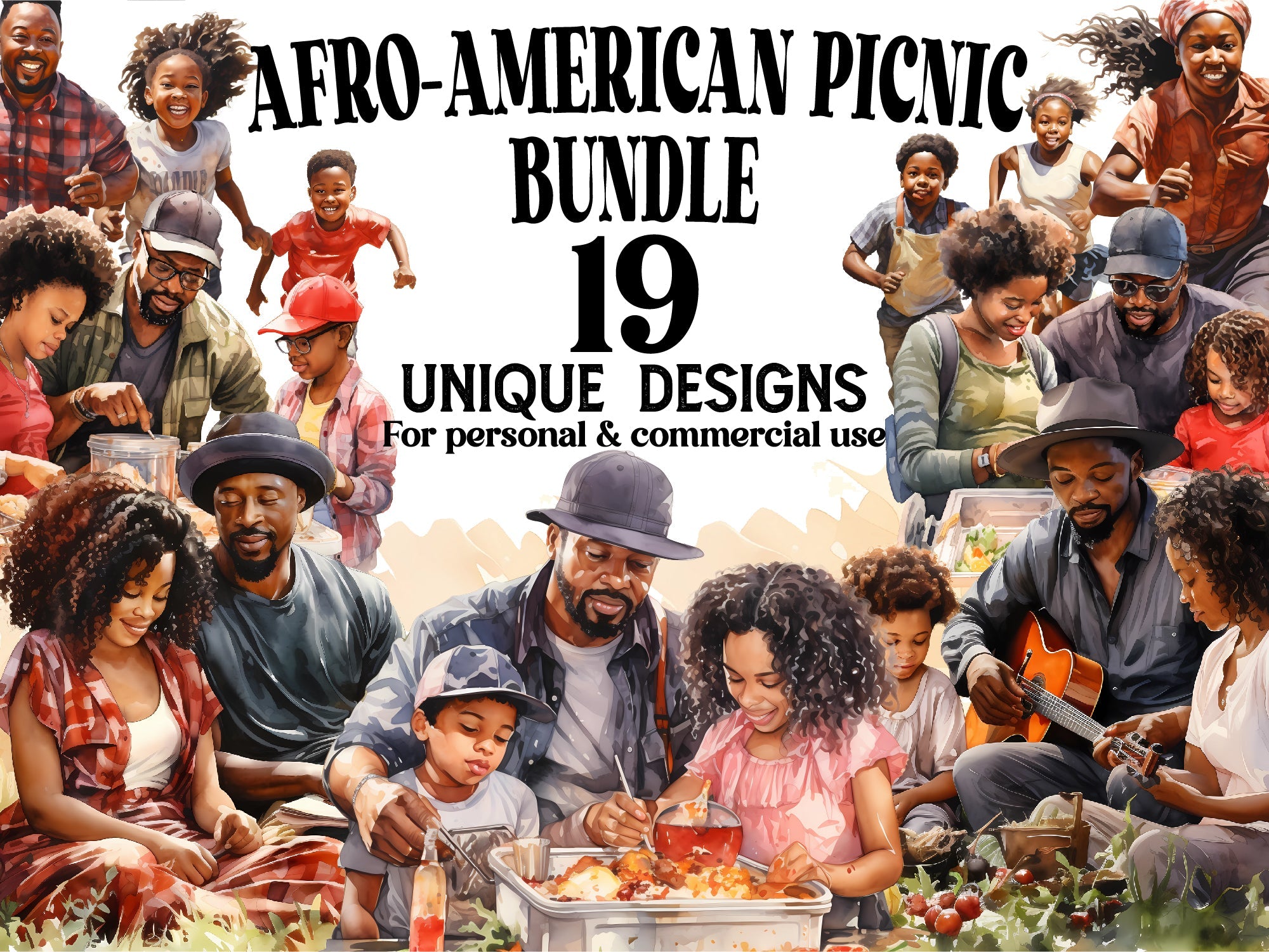Afro-American Picnic Clipart - CraftNest