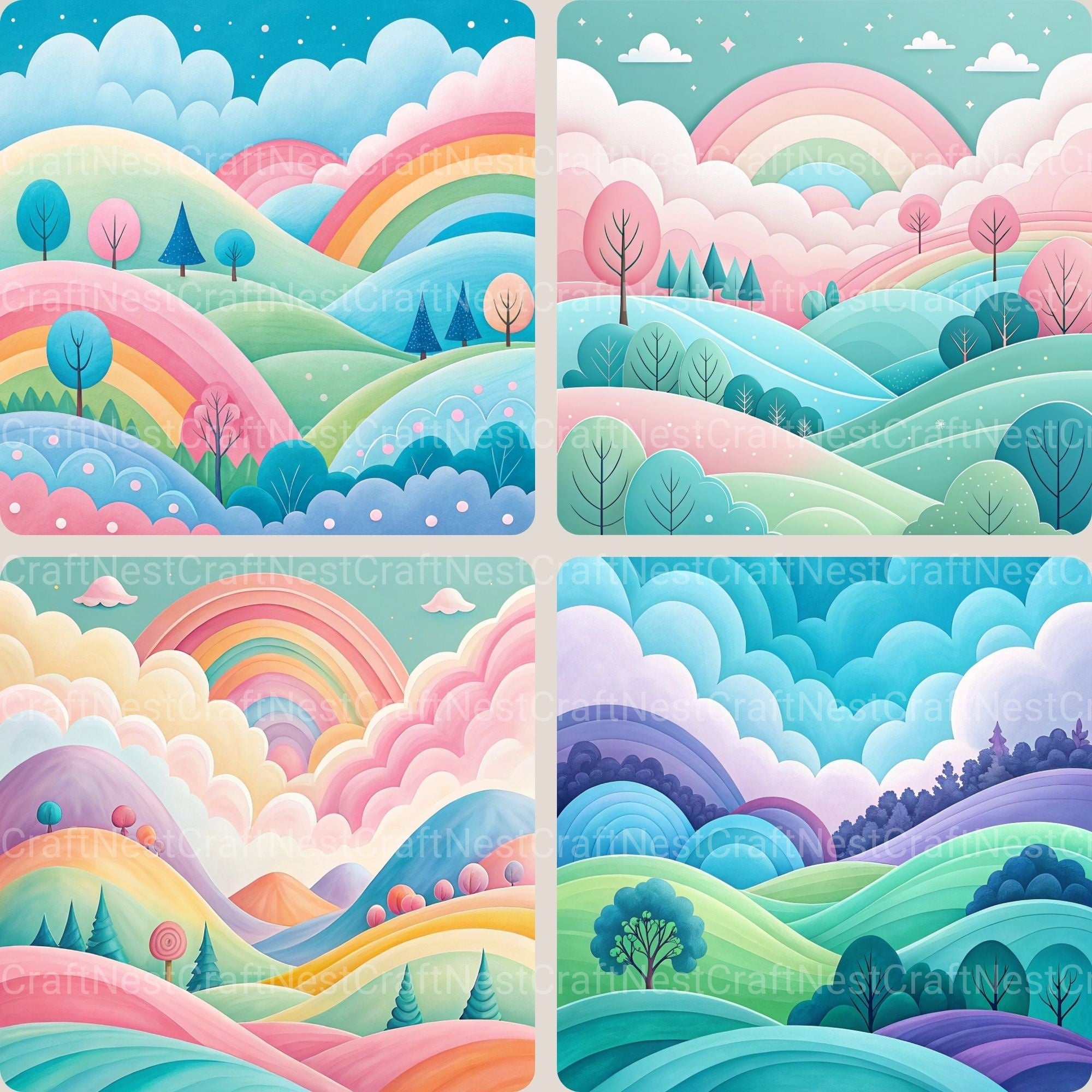 Whimsical Landscapes Clipart Bundle