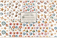 Seashell Vibes Seamless Papers - CraftNest - Digital Crafting and Art