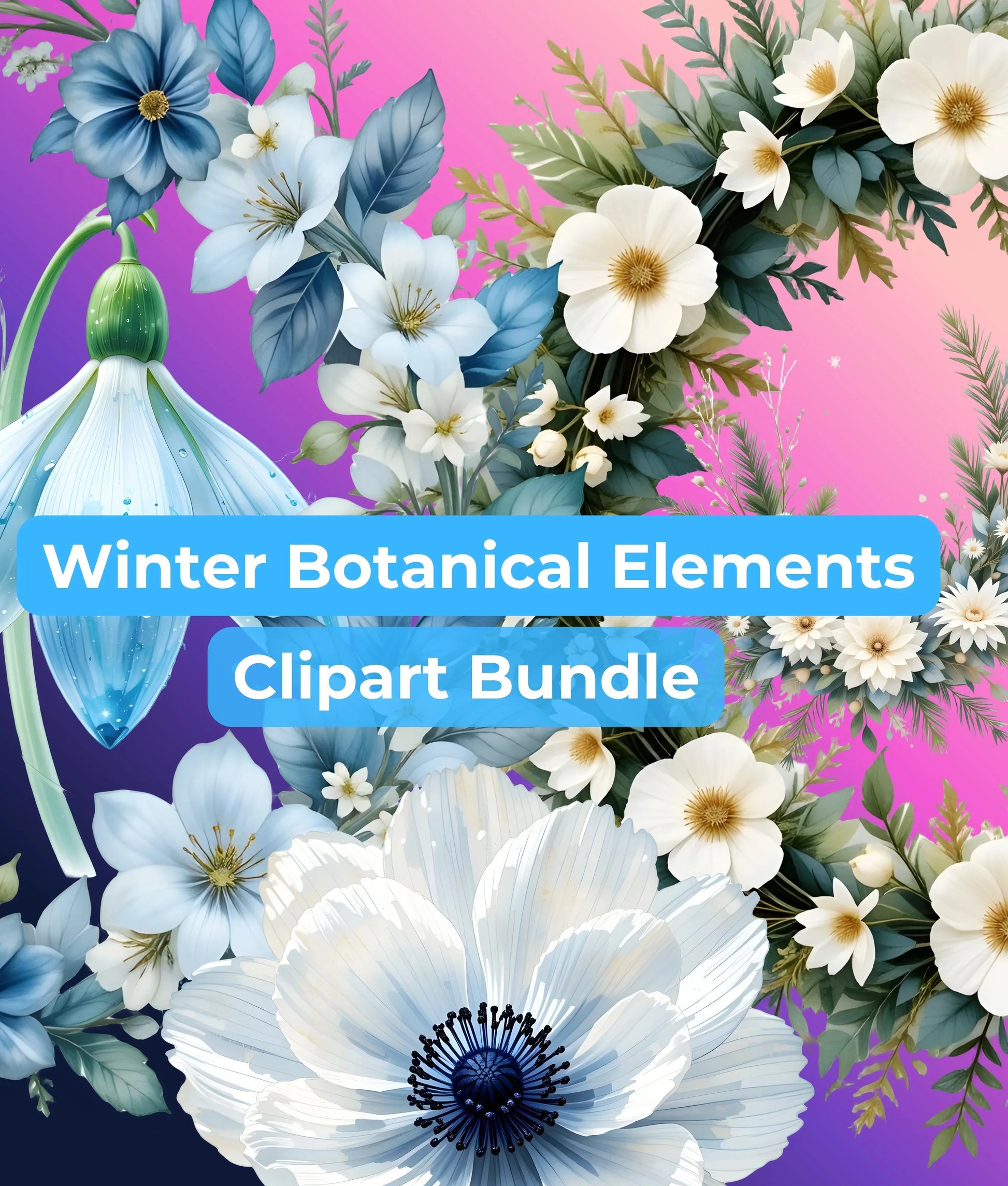 Winter Botanical Elements Clipart Bundle - CraftNest - Digital Crafting and Art