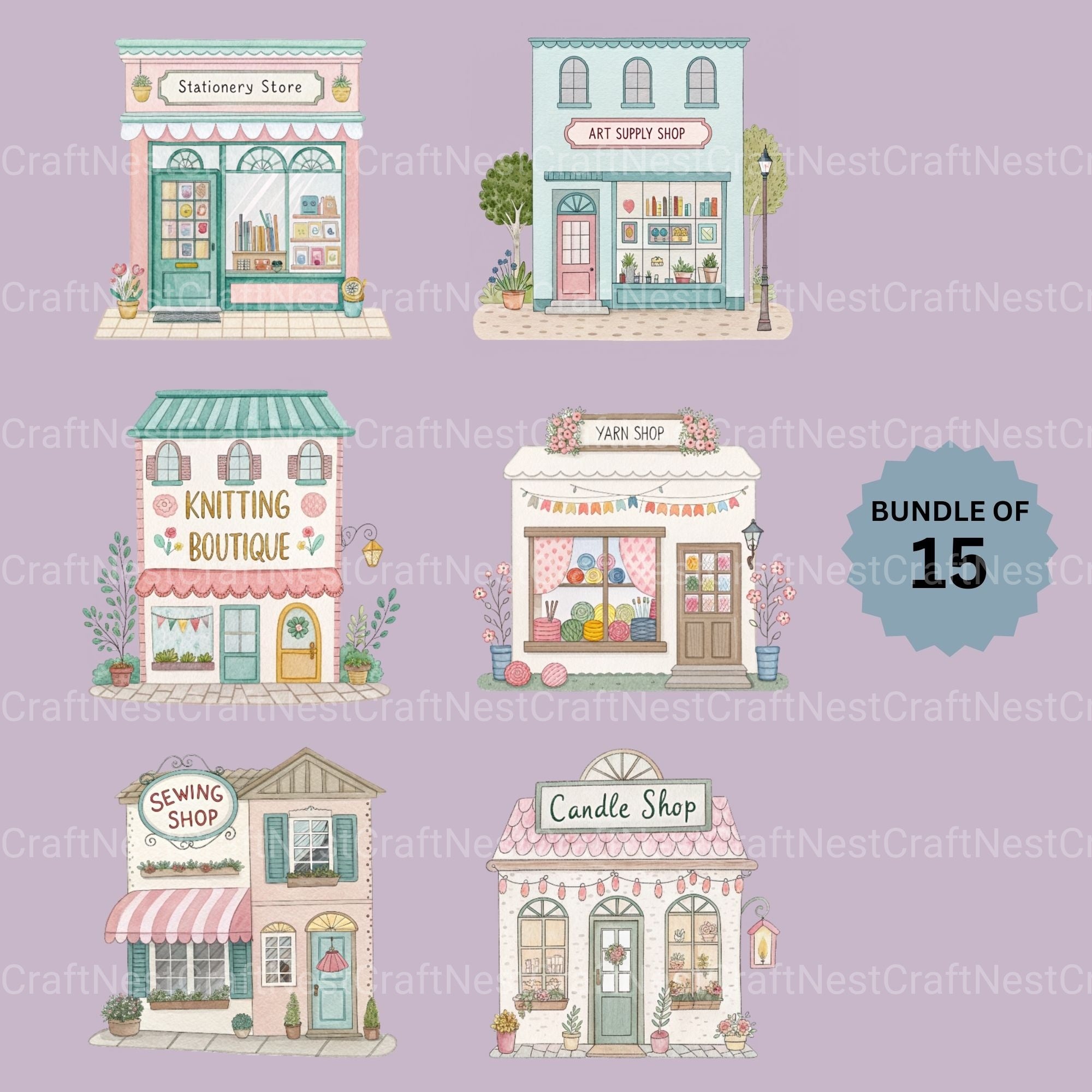 Craft Buildings Clipart Bundle