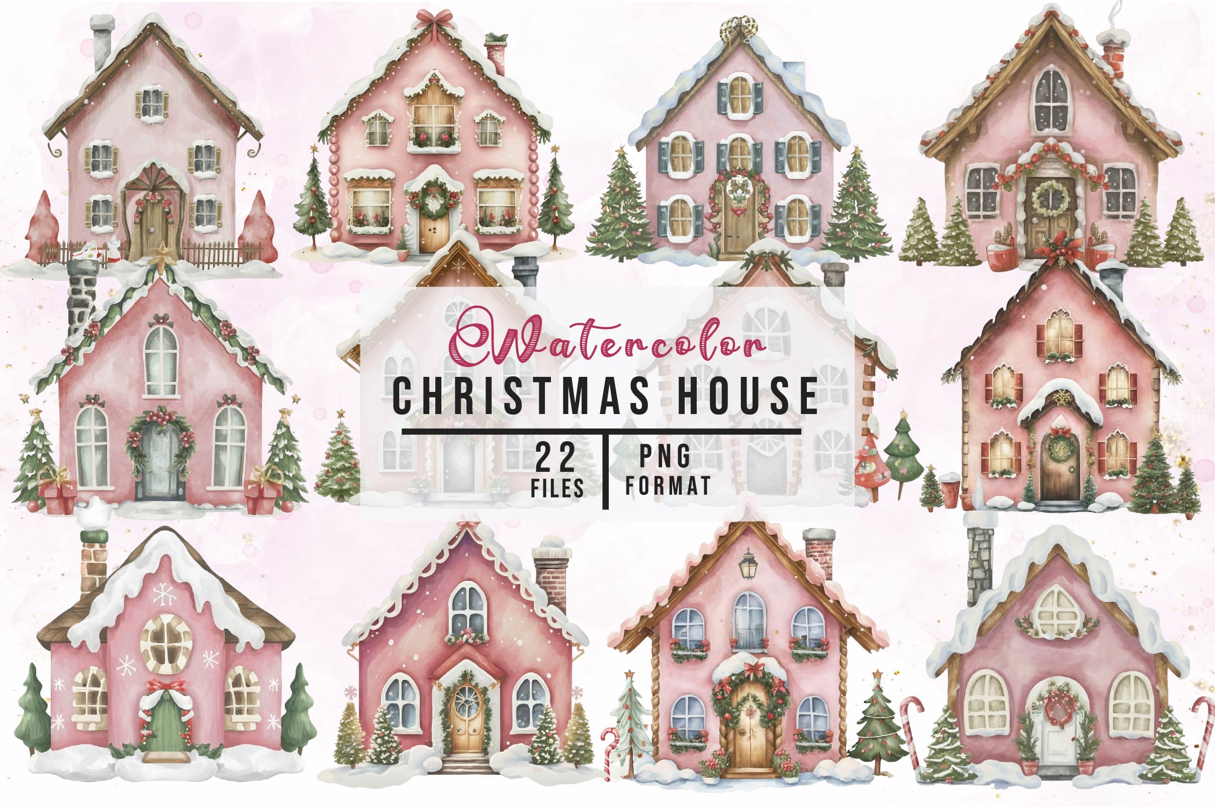 Christmas House Clipart Bundle 1