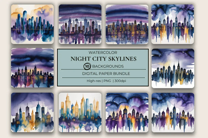 Night Skylines Background Papers - CraftNest - Digital Crafting and Art