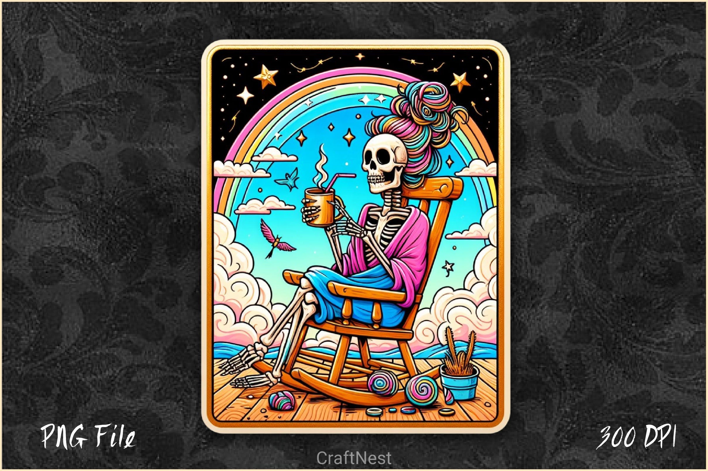 The Caffeinated Tarot Card Skeleton Clipart Bundle