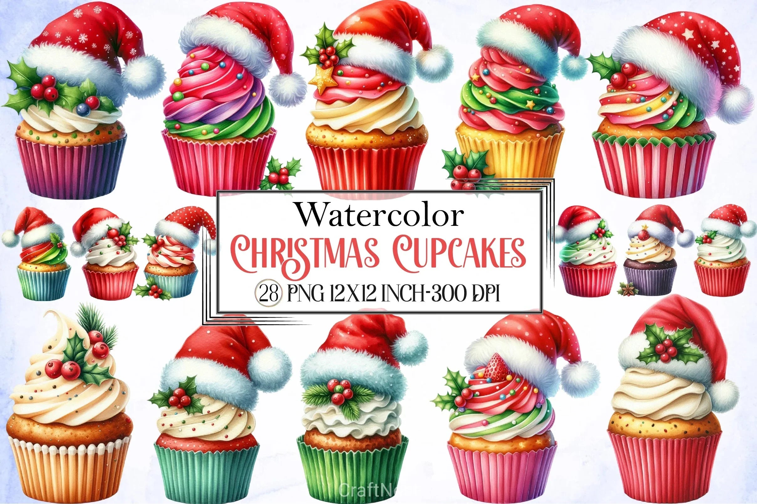 Christmas Cupcakes Clipart Bundle - CraftNest - Digital Crafting and Art