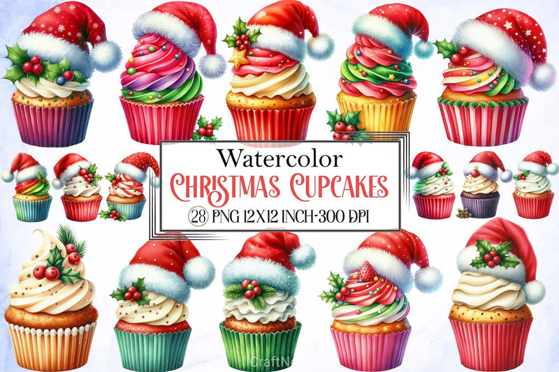 Christmas Cupcakes Clipart Bundle - CraftNest - Digital Crafting and Art