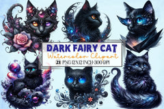 Dark Fairy Cat Clipart Bundle - CraftNest - Digital Crafting and Art