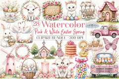 Pink & White Easter Clipart Bundle - CraftNest - Digital Crafting and Art