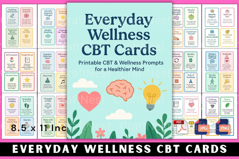 Everyday Wellness CBT Cards for Mental Health - CraftNest - Digital Crafting and Art