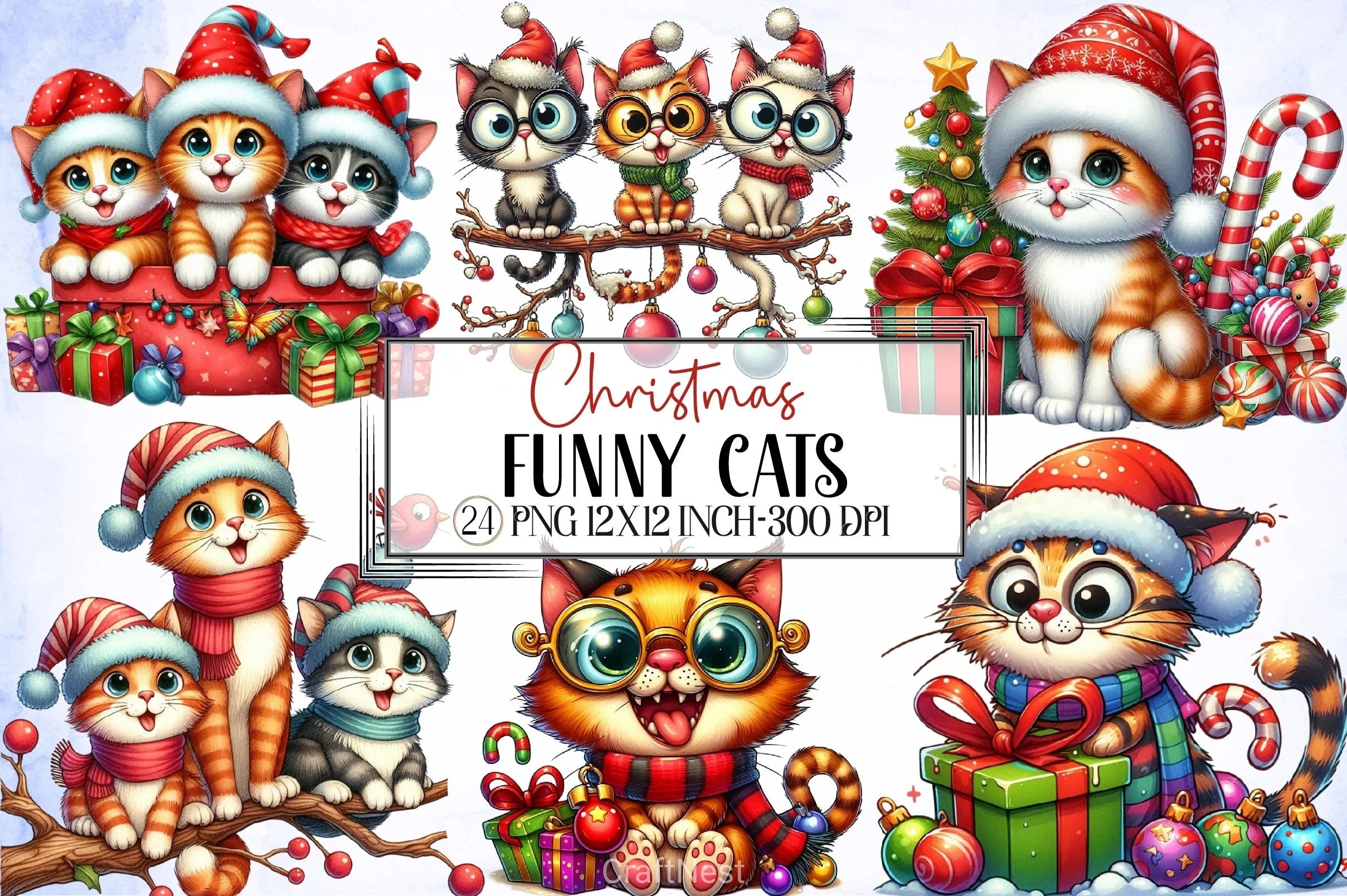Christmas Cats Clipart Bundle - CraftNest - Digital Crafting and Art