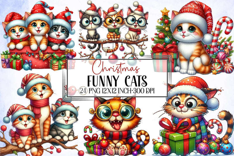 Christmas Cats Clipart Bundle - CraftNest - Digital Crafting and Art