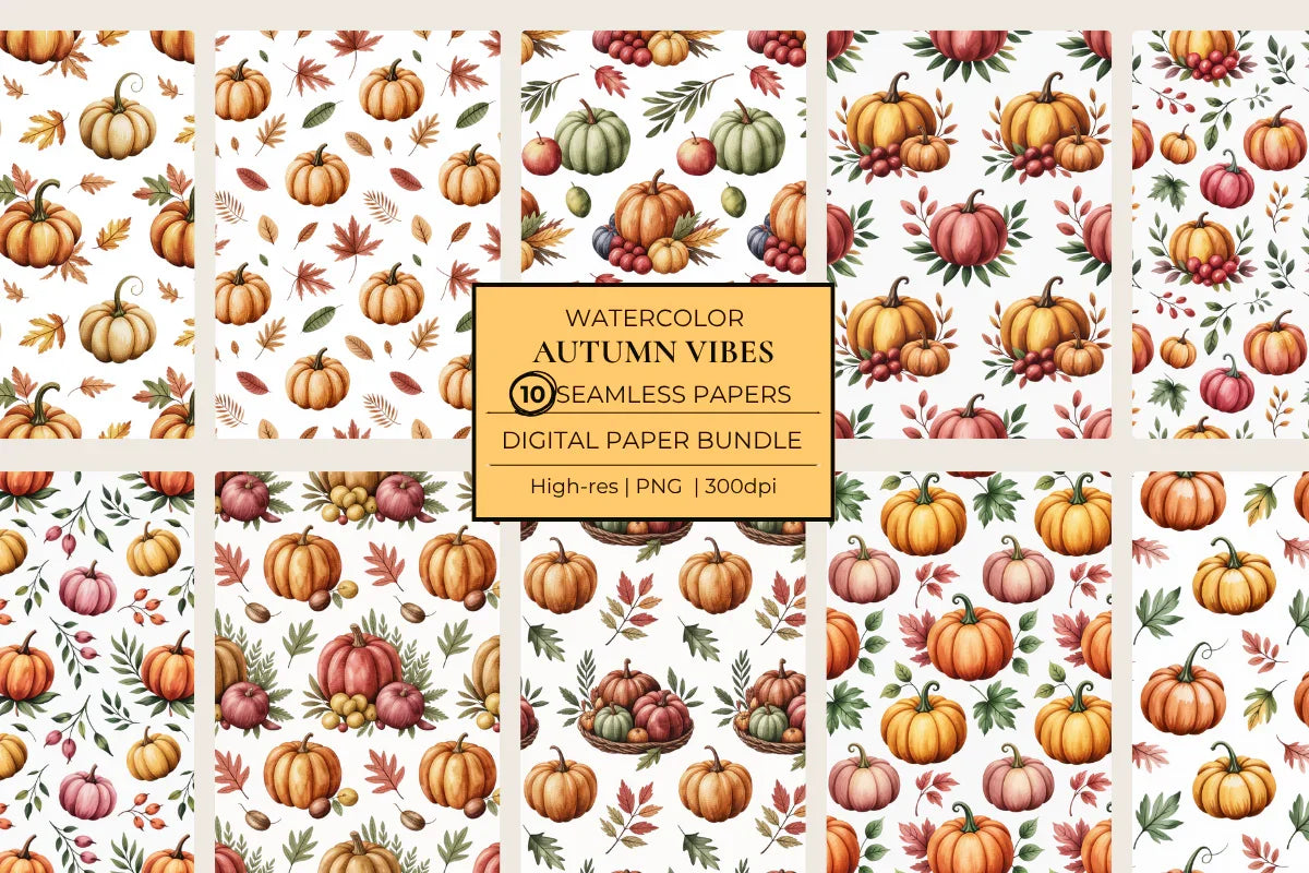 Autumn Vibes Seamless Papers - CraftNest - Digital Crafting and Art