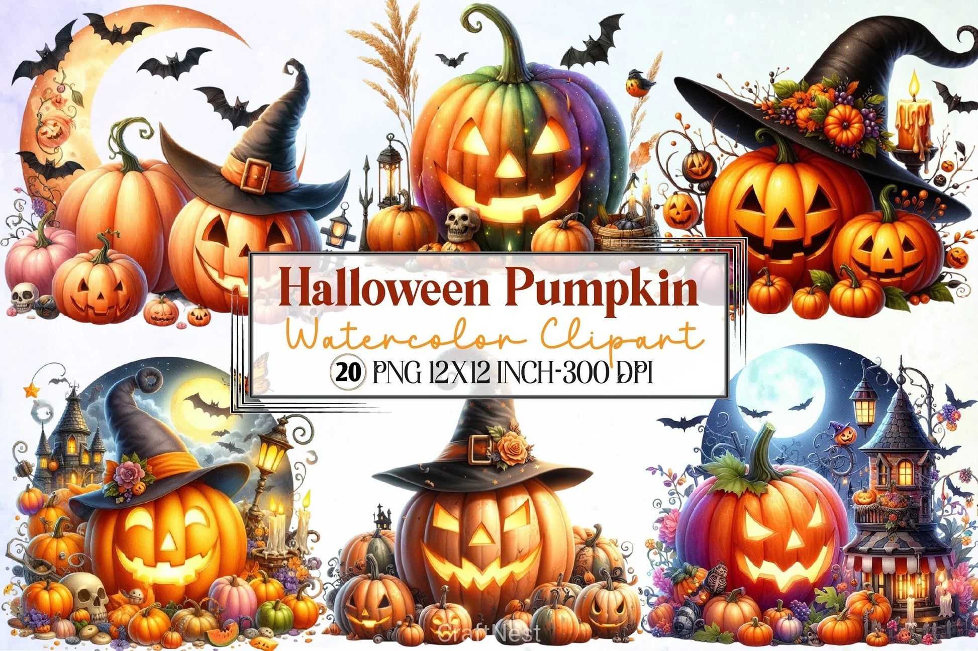 Halloween Pumpkin Clipart Bundle 8 - CraftNest - Digital Crafting and Art