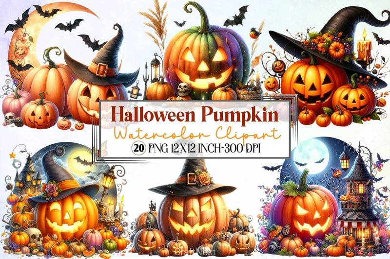 Halloween Pumpkin Clipart Bundle 8 - CraftNest - Digital Crafting and Art