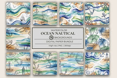 Nautical Watercolor Background Papers - CraftNest - Digital Crafting and Art