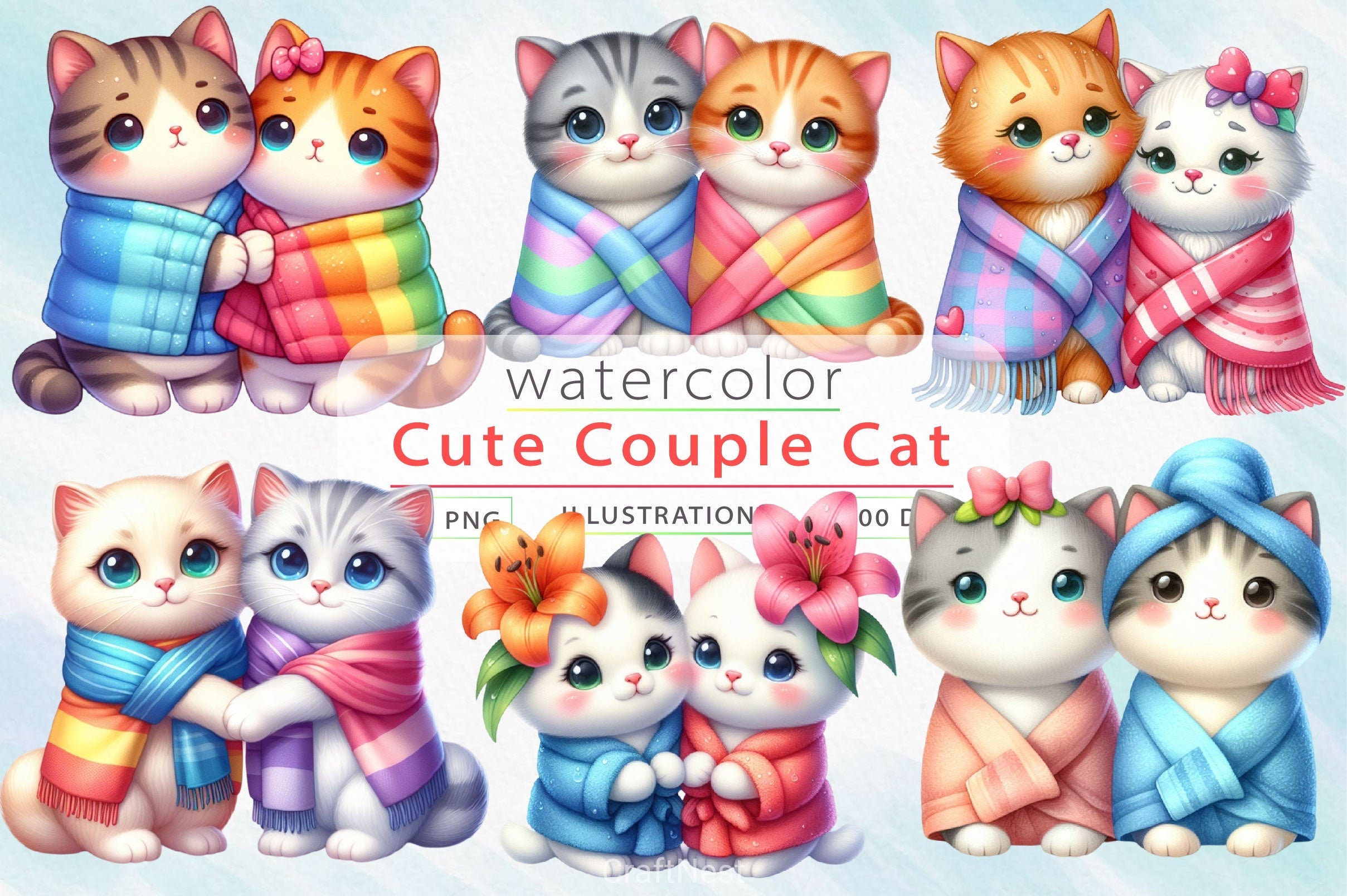 Couple Cat Clipart Bundle