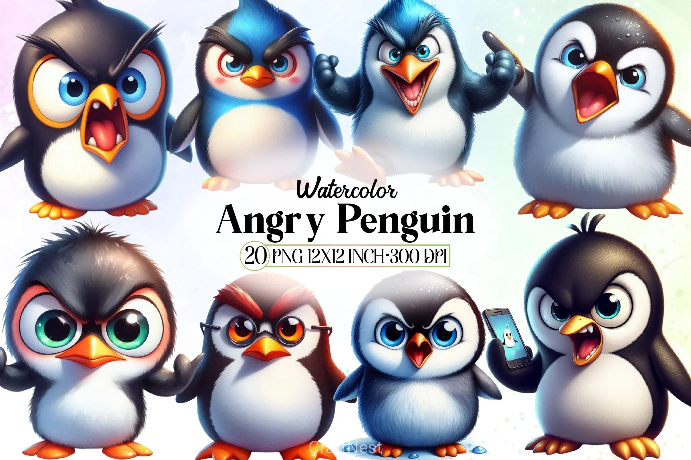 Angry Penguin Clipart Bundle - CraftNest - Digital Crafting and Art