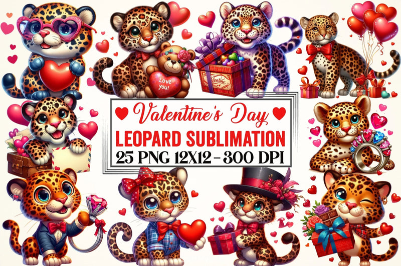 Valentine's Day Leopard Clipart Bundle - CraftNest - Digital Crafting and Art