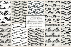 Japanese Ink Waves Seamless Papers - CraftNest - Digital Crafting and Art
