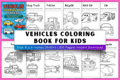 Vehicles Coloring Book for Kids - CraftNest - Digital Crafting and Art