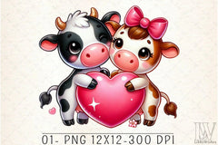 Cute Cow Couple Heart Clipart Bundle - CraftNest - Digital Crafting and Art