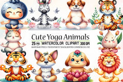 Cute Yoga Animals Clipart Bundle - CraftNest - Digital Crafting and Art